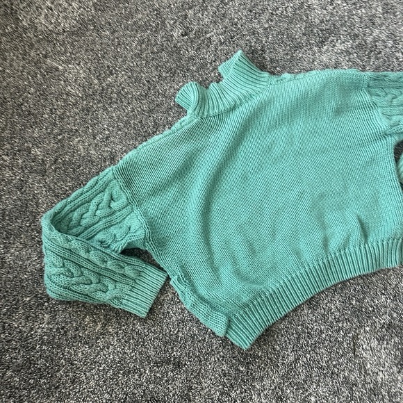 VTG Croquet Club Sweater Womens Medium Green Cable Knit Chunky Button 90s - Picture 10 of 16